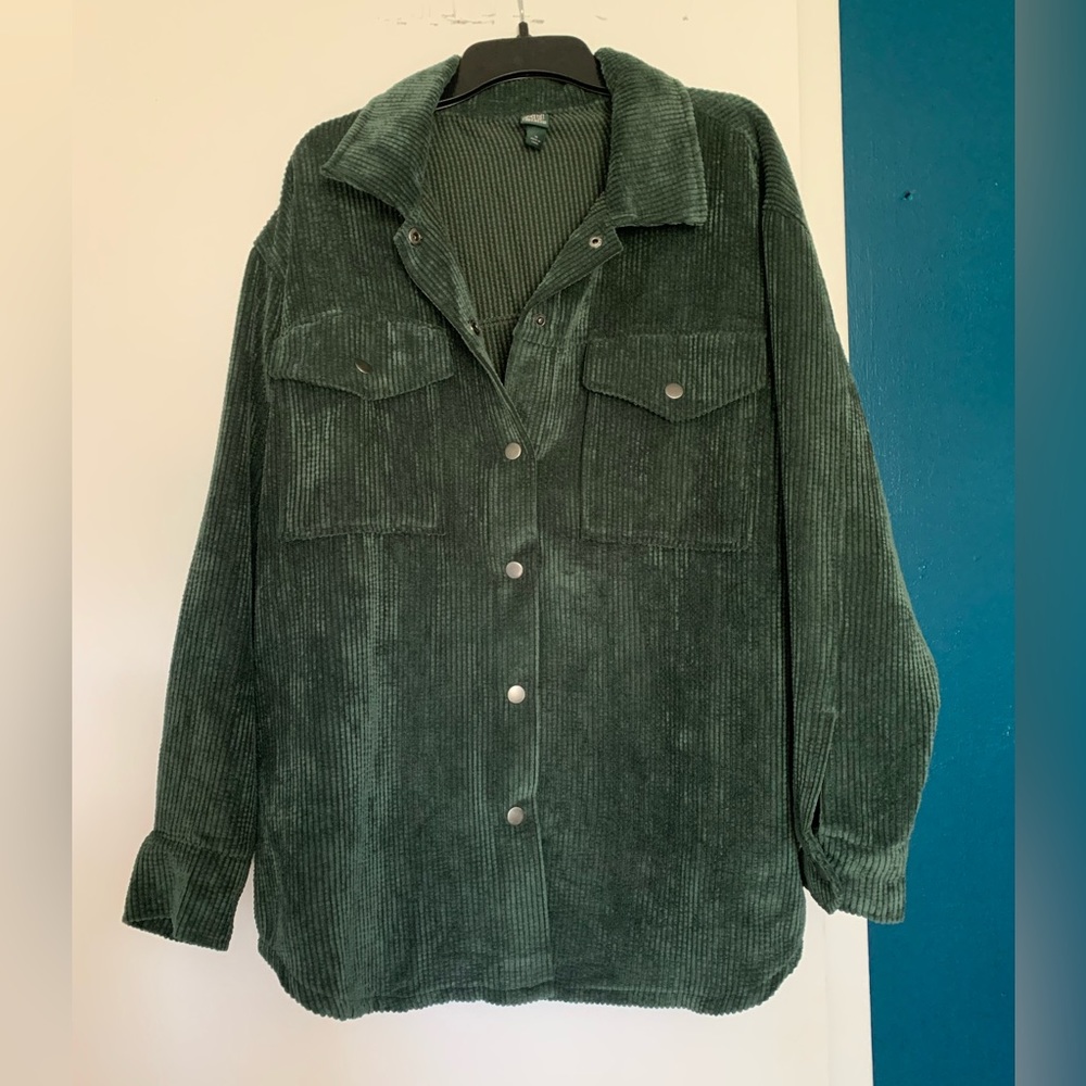 Hunter Green oversized Wild Fable Corduroy Like long sleeve. Size M.